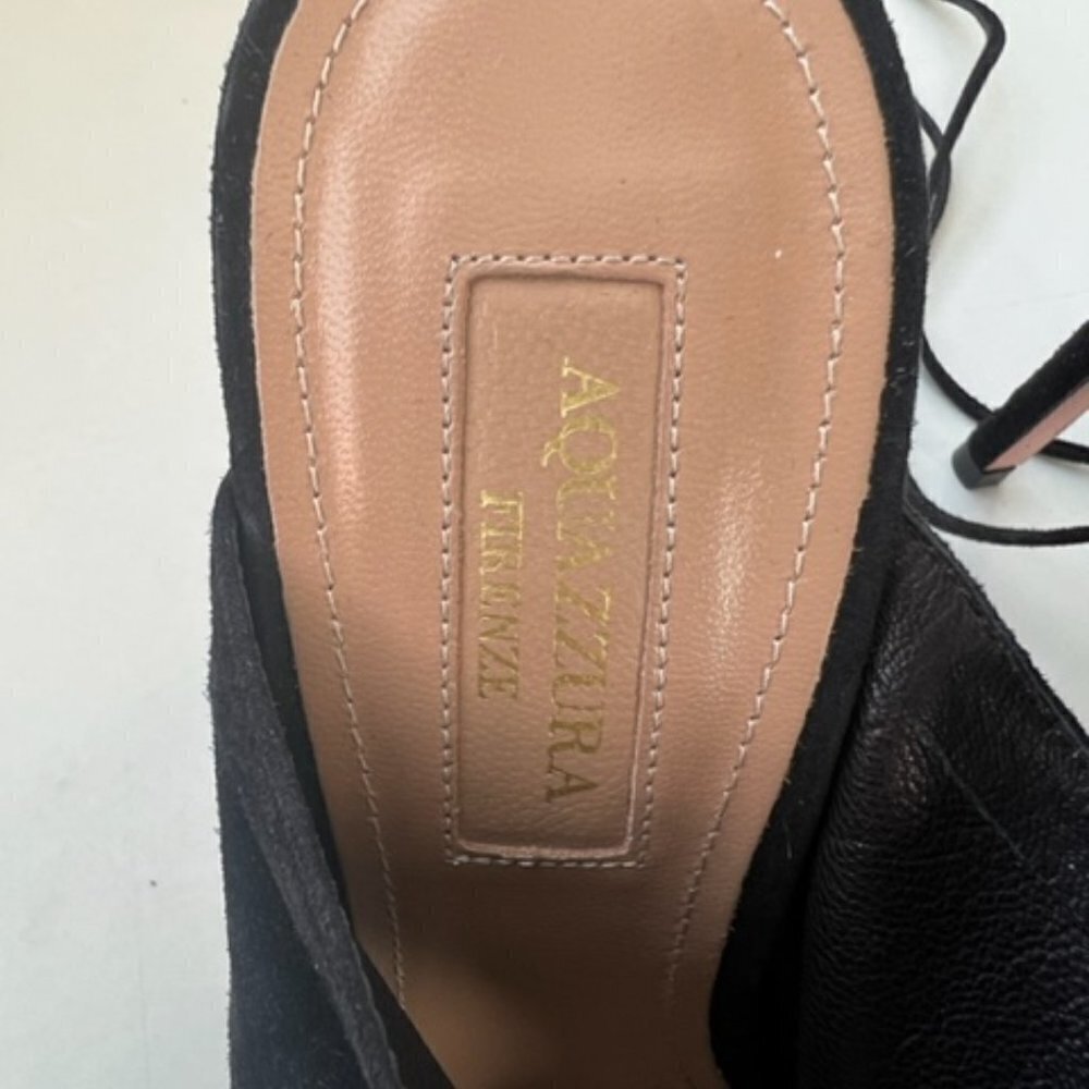 Aquazzura Black Suede Cut-out Tie Back Open-toe Stilettos Heels Pumps - Picture 5 of 10